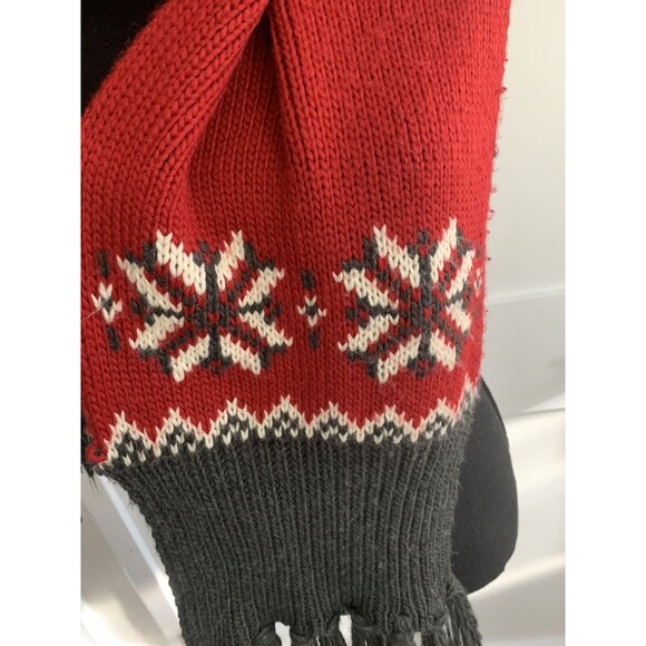 Scarf Multifunction Knit Snowflake‎  Tassels Gray Red White  80x10 Winter Chunky - Picture 5 of 7
